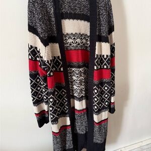 St. John's Bay Women's Duster - Black, Red, Cream